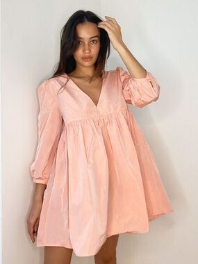 Sunday Best Jinx V-Neck Puff Sleeve Mini Dress
